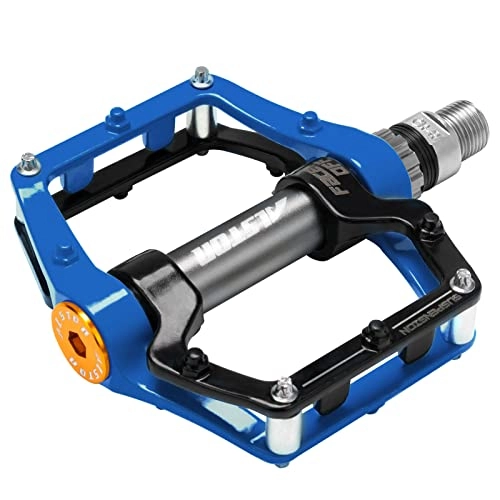 Mountain Bike Pedal : Alston Road Bicycle MTB Aluminum Strong Pedal, Super Powerful CR-MO 9 / 16" Spindle, Three Pcs Ultra Sealed Bearings FACE Off Pedals (Y01-blue-black)