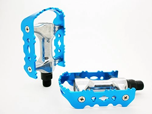 Mountain Bike Pedal : Aluminium Clasicos Pedals CR-MO Axle Bicycle Mountain MTB Road Blue and Silver 3180Blue