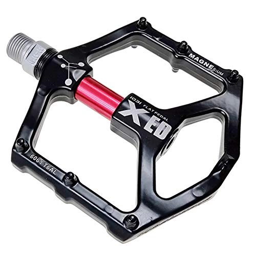 Mountain Bike Pedal : Aluminium CNC Bike Platform Pedals, 9 / 16" Thread Platform Lightweight Road Cycling Bicycle Pedals for MTB BMX (A Couple), Red