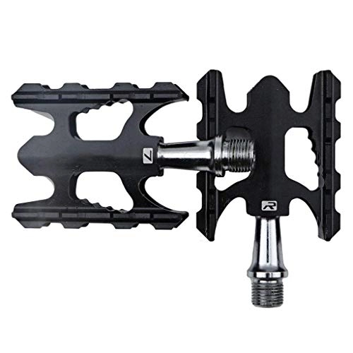 Mountain Bike Pedal : Aluminum Alloy Bicycle Pedals 14mm General Thread, Antiskid Durable Lightweight DU Bearing Pedal - Black
