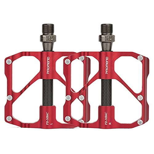Mountain Bike Pedal : Aluminum Alloy Bicycle Pedals With Carbon Fiber Bearings, Suitable for Mountain Bikes and Folding Bicycles, Red-PD-R87CHighway