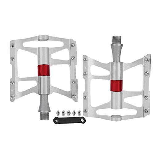 Mountain Bike Pedal : Aluminum Alloy Bike Pedals Mountain Road Bicycle Flat Platform Pedal R L Bicycle Replacement Pedal Parts(Silver)