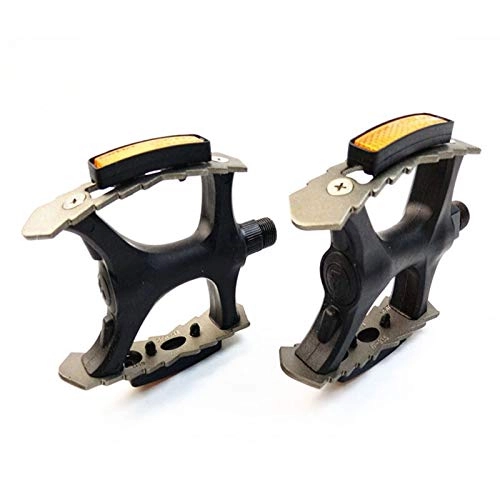 Mountain Bike Pedal : Aluminum Alloy Pedal Mountain Bike Ball Type Aluminum Frame Bicycle Pedals With Reflective Band (Color : Black)