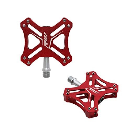 Mountain Bike Pedal : Aluminum Alloy Pedals Bike Pedals Lightweight Bicycle Platform Ultra Sealed Bearings Platform for 9 / 16 MTB BMX Road Mountain Bike Cycle (Red, 1 Pair)