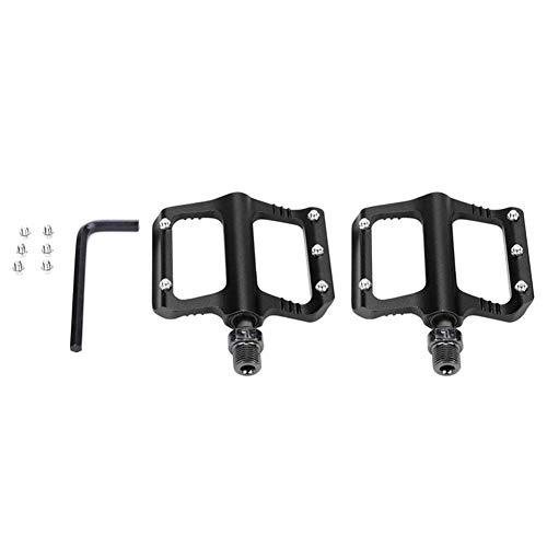 Mountain Bike Pedal : Aluprey 1 Pair 9 / 16” Axle Aluminum Alloy Mountain Bike Road Bicycle Lightweight Pedals (Black)