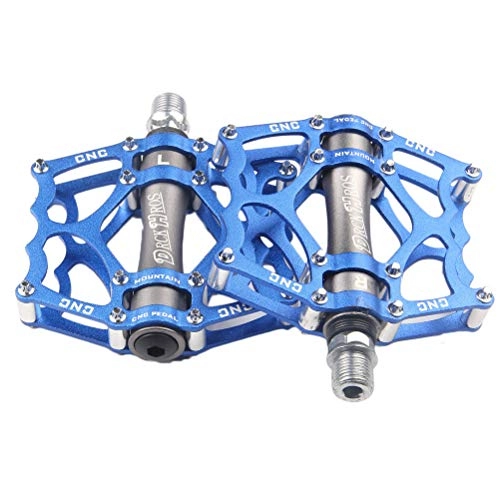 Mountain Bike Pedal : Amosfun 1 Pair Ultralight Aluminum Alloy Cycling Bike Pedals Mountain Road Bike Parts Bearing Pedal Accessories Riding Pedal (Blue)