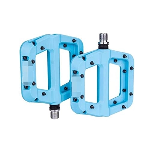 Mountain Bike Pedal : ANASRI TTRS store Bicycle Flat Pedal Nylon DU Seal Bearings Fit For BMX Fit For MTB Mountain Road Bike Cleats Pedal Anti-slip Flootrest Bicycle Parts (Color : Blue pedal)