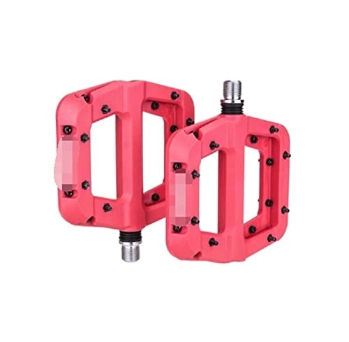Mountain Bike Pedal : ANASRI TTRS store Bicycle Flat Pedal Nylon DU Seal Bearings Fit For BMX Fit For MTB Mountain Road Bike Cleats Pedal Anti-slip Flootrest Bicycle Parts (Color : Red pedal)