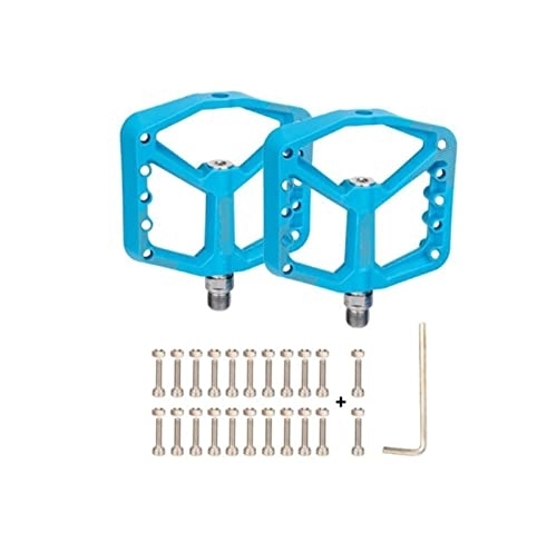 Mountain Bike Pedal : ANASRI TTRS store Bicycle Pedal Fit For Nylon Fiber Non-slip Mountain Road Mtb Bike Pedals Ultralight Cycling Bearing Big Pedal Bike Accessories Part (Color : Blue Pedals)