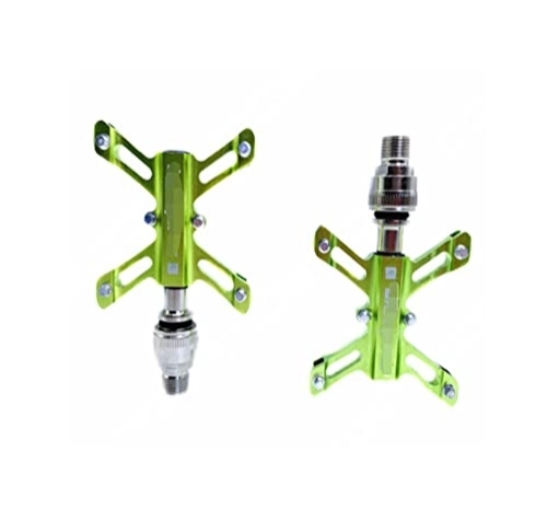 Mountain Bike Pedal : ANASRI TTRS store Fit For MTB Mountain Bicycle QR Pedal Sealed Bearing Butterfly Fit For BMX Folding Bike Aluminum Alloy Non-slip Accessory (Color : Green)
