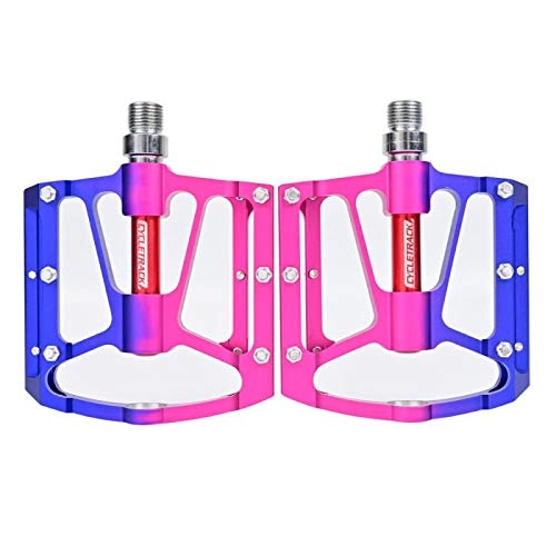 Mountain Bike Pedal : anruo Colorful bicycle pedal full mountain bike mountain road bike pedal 3 bearing aluminum pedal bicycle flat platform pedal 286g Gradient