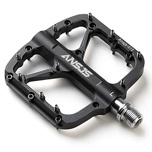 Mountain Bike Pedal : ANSJS Mountain Bike Pedals, 3 Bearings Bike Pedals Platform Bicycle Flat Pedals 9 / 16" Mtb Pedals Black