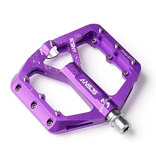 Mountain Bike Pedal : ANSJS Mountain Bike Pedals, 3 Bearings Bike Pedals Platform Bicycle Flat Pedals 9 / 16" Pedals (A001Purple)