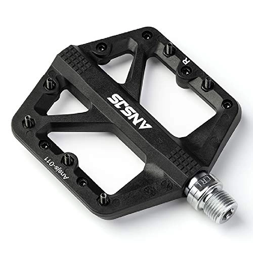 Mountain Bike Pedal : Ansjs Mountain Bike Pedals, 3 Bearings Bike Pedals Platform Bicycle Flat Pedals 9 / 16" Pedals (A011Black)