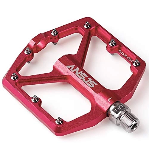 Mountain Bike Pedal : ANSJS - MTB pedals bicycle made of aluminium with sealed industrial ball bearings, 9 / 16 inch pedals for road bike, platform bicycle pedals for e-bike, mountain bike, BMX, trekking (A005 red)