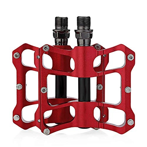 Mountain Bike Pedal : ANYWN Bike pedals - Mountain Bike Pedals - Aluminum CNC Bearing Bicycle Pedals - Road Bike Pedals with 16 Anti-skid Pins Lightweight Platform Pedals - Universal 9 / 16" Bike Pedal for BMX / MTB Bike, Red