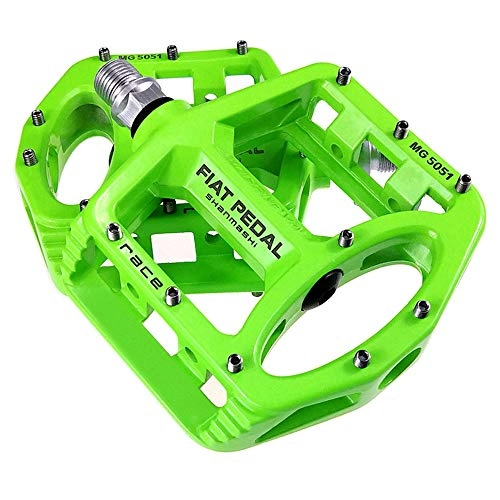 Mountain Bike Pedal : AODD Bike Bicycle Pedals, 2PCS Flat Bicycle Pedals Racing Lightweight Magnesium Alloy, Anti-slip nails on the pedal surface, durable, cycling comfort, for folding bikes mountain bikes, etc (Green)
