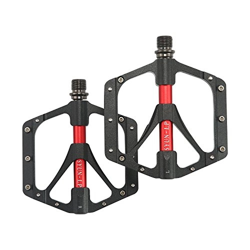 Mountain Bike Pedal : Aolvo Bike Pedals 9 / 16inch, Mountain Bike Pedals Flat for Mountain Cycling Road Bicycles Aluminum Alloy Flat 3 Sealed for Bikes Road Cycling - Black
