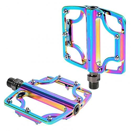 Mountain Bike Pedal : Aouoihnb 1 Pair 3 Bearing Cycling Pedal Long Service Life Rust-proof And Wear-resistant For Mountain Road Bicycle (Color : Dazzling)