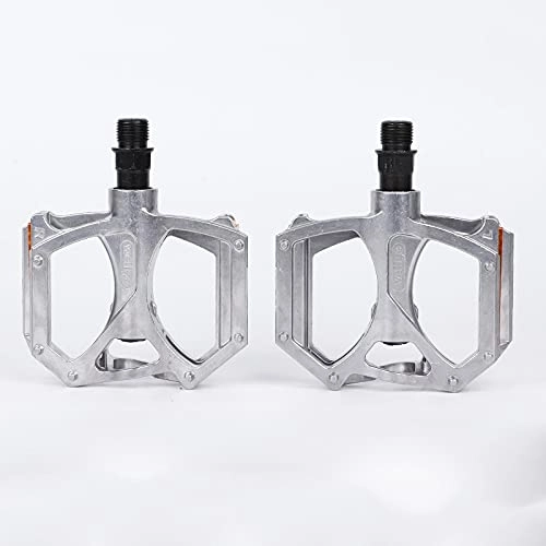 Mountain Bike Pedal : AQCRS 1 Pair Bicycle pedal Double DU bearing Aluminum alloy Ultralight Mountain Road bike Pedal Cycling (Color : M195-Silver)