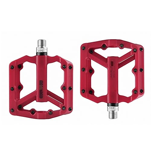 Mountain Bike Pedal : AQCRS Bicycle pedals for mountain biking on highways Pedal Bearing Bike Reflector XC Off-road pedal clip (Color : Dark red)