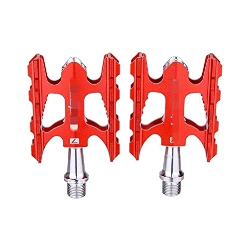 Mountain Bike Pedal : AQCRS Flat Bike Pedals Road Bicycle Pedals Aluminum Mountain Bike Pedals Wide Platform Pedals Parts (Color : Red)