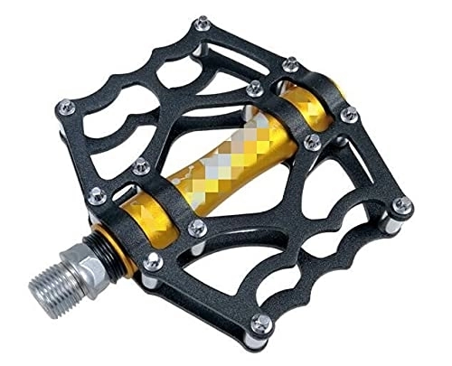 Mountain Bike Pedal : AQCRS Mountain bike pedals Aluminum alloy bike footrest big flat ultralight cycling pedal (Color : Gold)