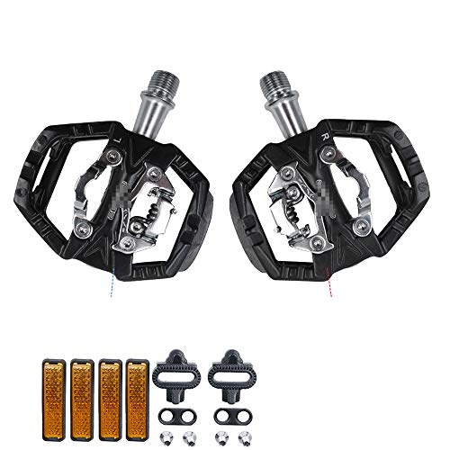 Mountain Bike Pedal : AQNPYR Aluminum alloy Multifunctional Double sided Mountain Bike Pedals with Clip Compatible with SPD system Self locking bearing