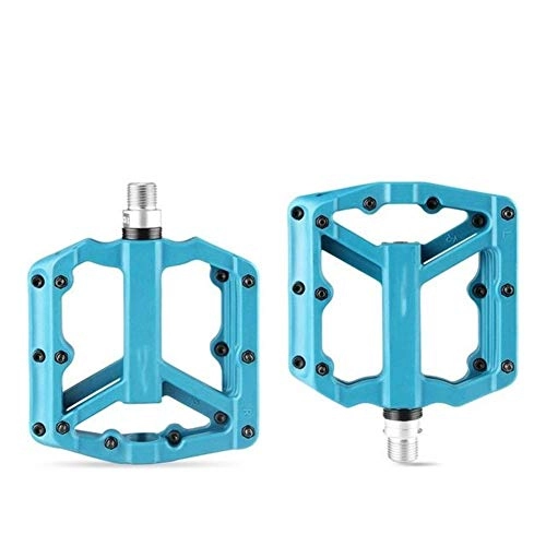 Mountain Bike Pedal : Aquila Cycling Bike Pedals, Flat Pedals Nylon Bicycle Pedal Mountain Bike Platform Pedals 3 Sealed Bearings Cycling Pedals For Bicycle for Road Bike (Color : Blue)