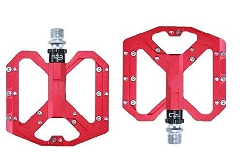 Mountain Bike Pedal : Aquila Cycling Bike Pedals, Mountain Non-Slip Bike Pedals Platform Bicycle Flat Alloy Pedals 9 / 16" 3 Bearings For Road Fixie Bikes for Road Bike ( Color : Red )
