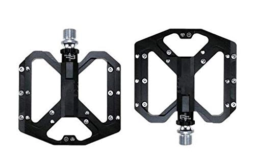 Mountain Bike Pedal : Aquila Durable Mountain Non-Slip Bike Pedals Platform Bicycle Flat Alloy Pedals 9 / 16" 3 Bearings For Road Fixie Bikes ( Color : Black )