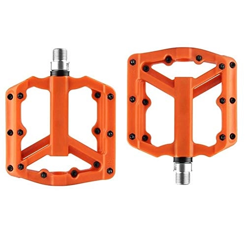 Mountain Bike Pedal : Aquila Nylon Bicycle Pedal Pair Steel Road Bike Pedals 3 Sealed Bearing Cycling Parts Bicycle Pedal Mountain Bike Replacement Accesories (Color : Orange)