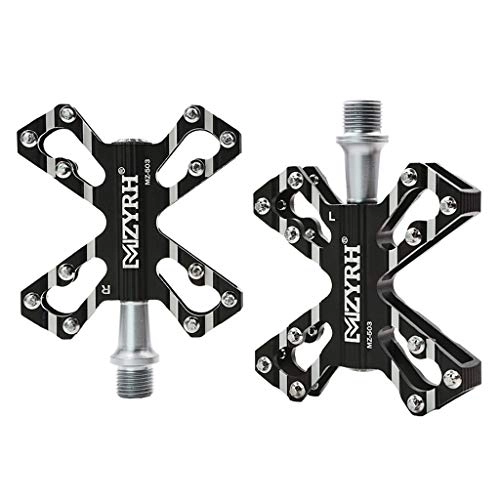 Mountain Bike Pedal : ASKLKD Bicycle Bicycle Pedal Aluminum Alloy Durable Ultra-Light Non-Slip Hiker Bicycle Pedal 9 / 16 Inch for Road / Mountain / MTB / BMX Bike 1 Pair Cycling accessories (Color : Black)