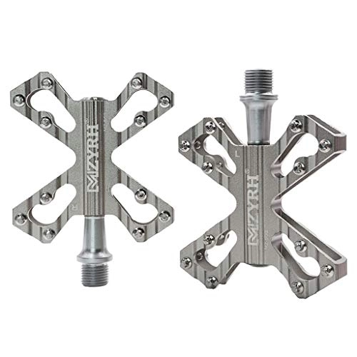 Mountain Bike Pedal : ASKLKD Bicycle Bicycle Pedal Aluminum Alloy Durable Ultra-Light Non-Slip Hiker Bicycle Pedal 9 / 16 Inch for Road / Mountain / MTB / BMX Bike 1 Pair Cycling accessories (Color : Titanium)