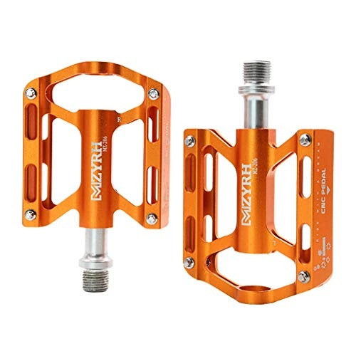 Mountain Bike Pedal : ASKLKD Bicycle Bike Pedals Sealed Bearing Aluminum Alloy with Anti-slip 9 / 16 Inch Bike Hybrid Pedals for Road / Mountain / MTB / BMX Bike 1 Pair Cycling accessories (Color : Orange)