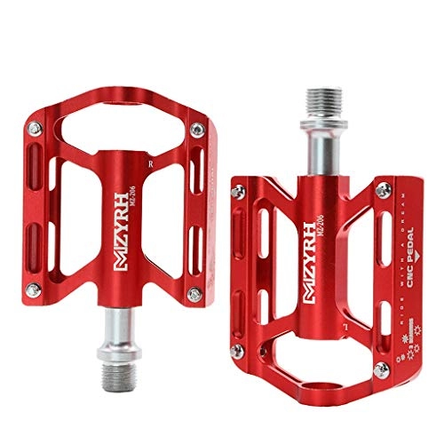 Mountain Bike Pedal : ASKLKD Bicycle Bike Pedals Sealed Bearing Aluminum Alloy with Anti-slip 9 / 16 Inch Bike Hybrid Pedals for Road / Mountain / MTB / BMX Bike 1 Pair Cycling accessories (Color : Red)