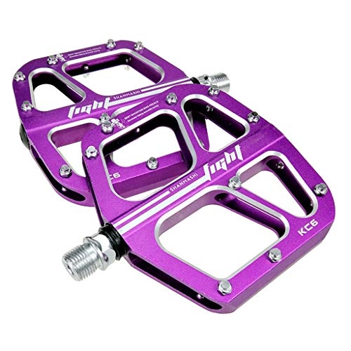 Mountain Bike Pedal : ASKLKD Bicycle Pedal Aluminum Alloy High-Strength Non-Slip Ultra-Light Durable 9 / 16 Inch for Road / Mountain Bike 1 Pair Cycling accessories (Color : Purple)