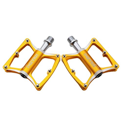 Mountain Bike Pedal : ASKLKD Bike Bicycle Pedal 3 Sealed Bearings Aluminum Alloy Non-Slip Durable 9 / 16" for Road / Mountain / MTB / BMX Bike 1 Pair Cycling accessories (Color : Gold)