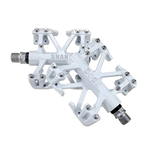 Mountain Bike Pedal : ASKLKD Bike Pedal Magnesium Alloy 9 / 16" Screw Thread Spindle Sealed Bearings Non-Slip Durable Ultra-Light Mountain Bike Pedal 1 Pair Cycling accessories (Color : White)