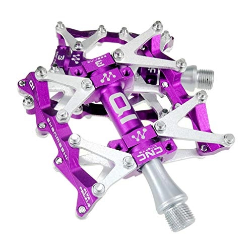 Mountain Bike Pedal : ASKLKD Bike Pedals Bicycle PlatformSealed Bearing Antiskid Aluminum Alloy Universal 9 / 16" For Mountain Bikes Road Bikes Cycling accessories (Color : Purple)