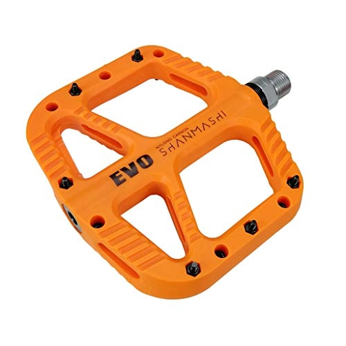 Mountain Bike Pedal : ASKLKD Bike Pedals Nylon Anti Slip Durable Hybrid Pedals 9 / 16 Inch Cycle Platform Fit Most Adult Mountain Road and Hybrid Bicycles 1 Pair Cycling accessories (Color : Orange)