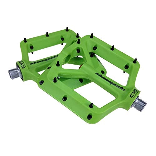 Mountain Bike Pedal : ASKLKD Bike Pedals Nylon Fiber 9 / 16 Inch Sealed Bearing Lightweight Stable Plat Fit Most Adult Bikes Mountain Road 1 Pair Cycling accessories (Color : Green)