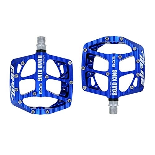 Mountain Bike Pedal : ASKLKD Mountain Bike Pedals Aluminum Alloy 3 Bearing Composite High-Strength Non-SlipSurface 9 / 16 for Road BMX MTB Fixie Bikes Flat Bike 1 Pair Cycling accessories (Color : Blue)