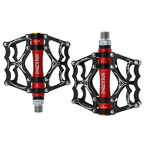 Mountain Bike Pedal : ASKLKD Mountain Bike Pedals Aluminum Alloy Antiskid Durable 3 Bearing 9 / 16 for BMX MTB Road Bicycle Hybrid Pedals 1 Pair Cycling accessories (Color : Black)