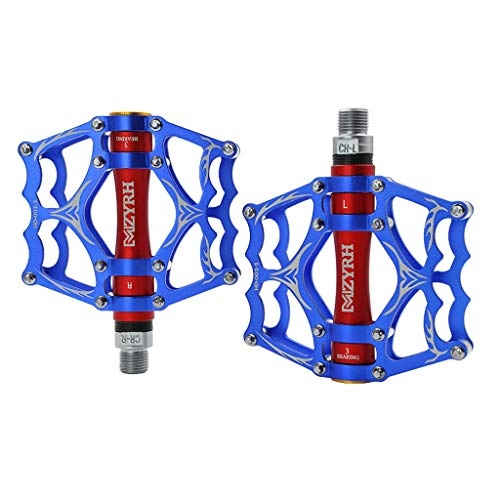 Mountain Bike Pedal : ASKLKD Mountain Bike Pedals Aluminum Alloy Antiskid Durable 3 Bearing 9 / 16 for BMX MTB Road Bicycle Hybrid Pedals 1 Pair Cycling accessories (Color : Blue)