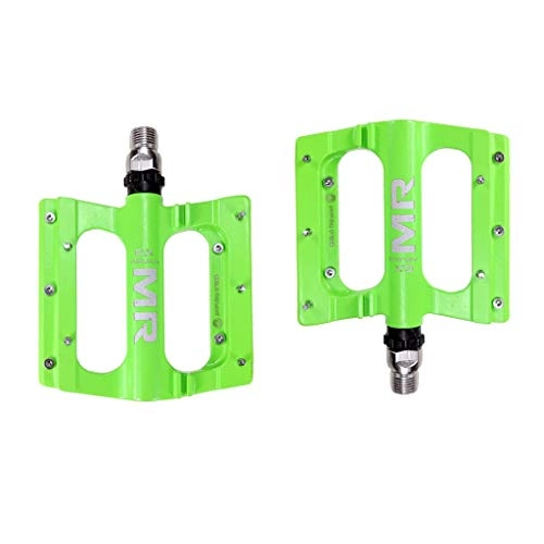 Mountain Bike Pedal : ASKLKD Mountain Bike Pedals Aluminum Alloy High-Strength Non-Slip Cycling Pedals 9 / 16 Cycling Accessories 1 Pair Cycling accessories (Color : Green)