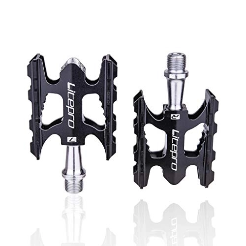 Mountain Bike Pedal : ASKLKD Mountain Bike Pedals Aluminum Alloy Non-slip Durable for 9 / 16" Cycling MTB BMX Mountain Road Bike Pedals 1 Pair Cycling accessories (Color : Black)