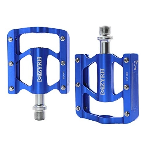 Mountain Bike Pedal : ASKLKD Mountain Bike Pedals CNC Machined Aluminum Alloy 3 Bearing High-Strength Non-Slip 9 / 16 Bicycle Pedals MTB Bikes Bike Pedals 1 Pair Cycling accessories (Color : Blue)