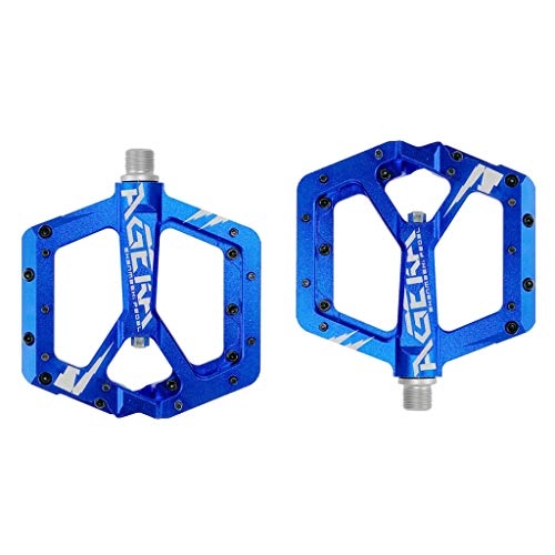 Mountain Bike Pedal : ASKLKD Mountain Bike Pedals CNC Machined Aluminum Alloy Super Bearing Hybrid Pedals for Mountain Bike Road Vehicles 1 Pair Cycling accessories (Color : Blue)