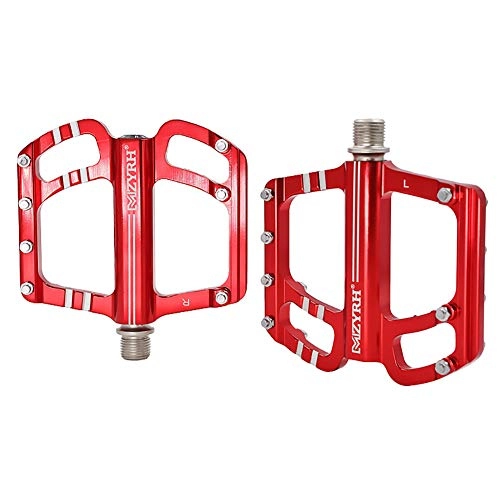 Mountain Bike Pedal : ASUD Aluminium CNC Bike Platform Pedals Lightweight Road Cycling Bicycle Pedals for MTB BMX (112 * 105mm), Red